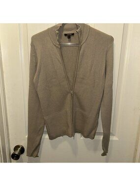 Jacob Tan Chunky Knit Sweater full Zipper pockets long sleeve preowned sz small